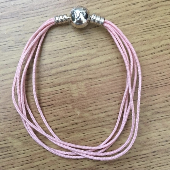 Pandora Pink Strand Bracelet with Silver Bead ALE 925 authentic 18 centimeters - Picture 1 of 4